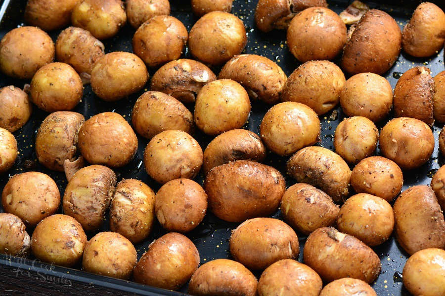 mushrooms on a baking sheet 