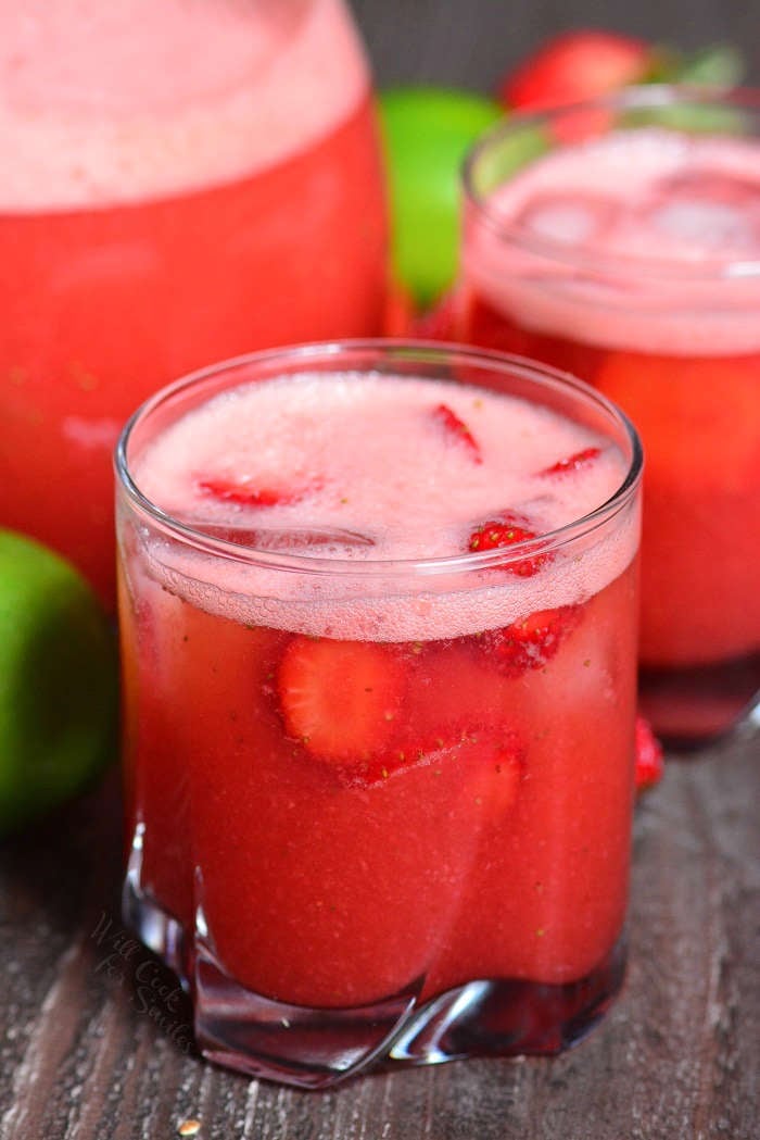 Strawberry Agua Fresca with only 4 ingredients. A perfect summer drink with refreshing blend of strawberries, water, sugar, and lime juice is a great light alternative to juices and sodas.