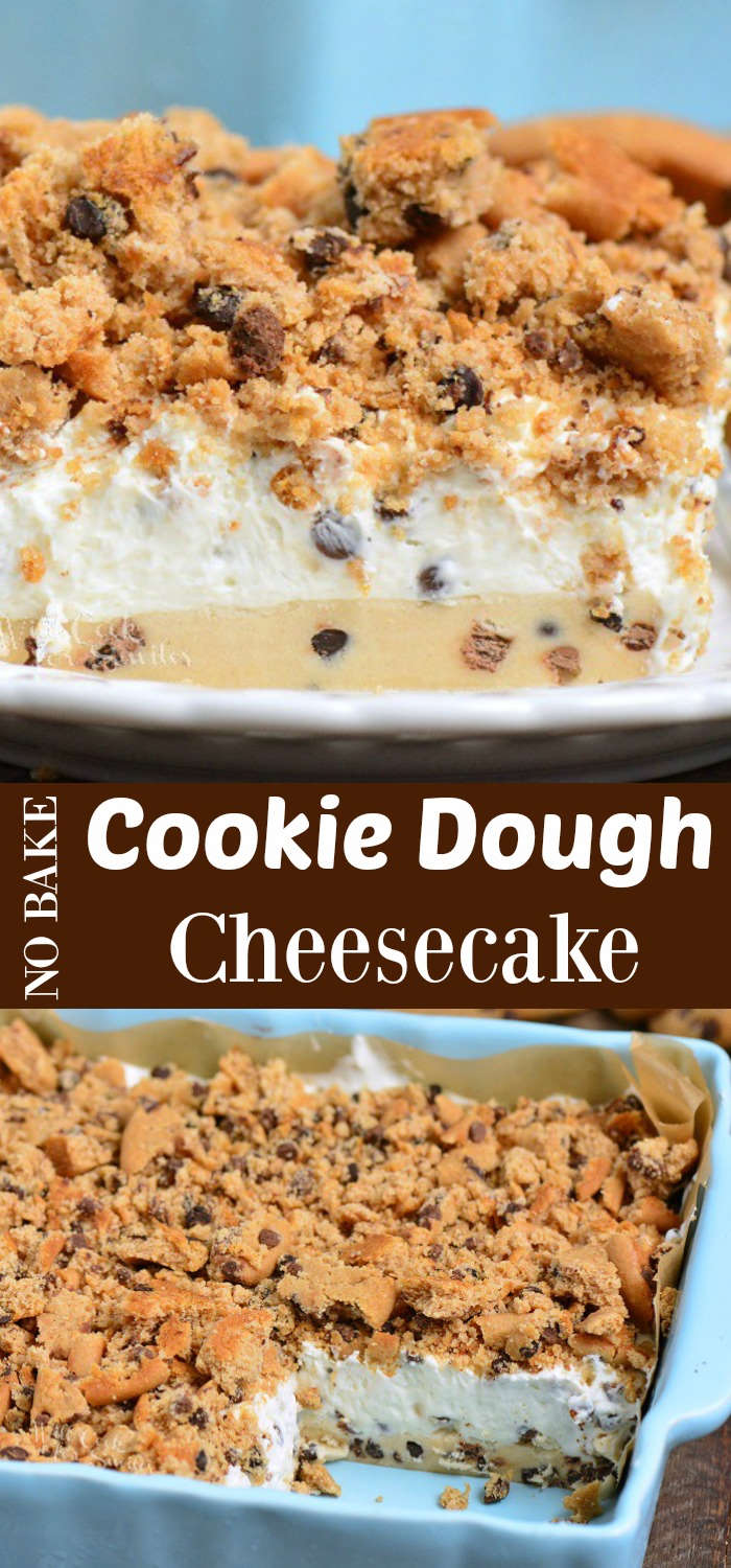 Cookie Dough No Bake Cheesecake collage