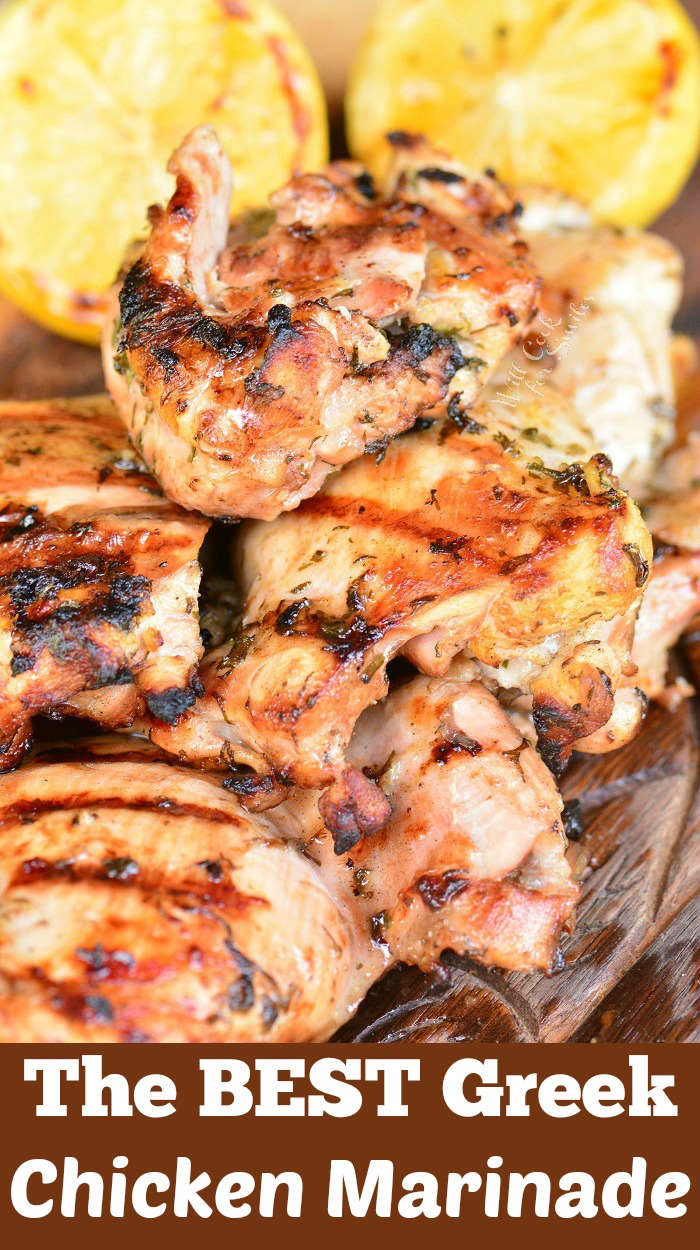 Greek Chicken Marinade on a cutting a board 