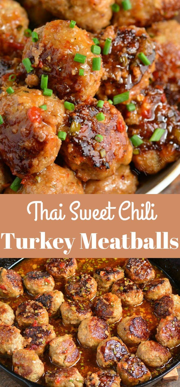 Sweet Chili Turkey Meatballs collage 