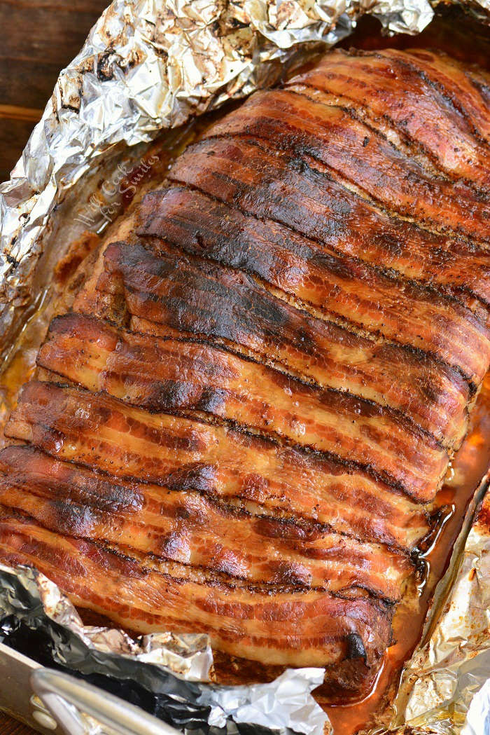 bake brisket in a foiled lined baking pan 