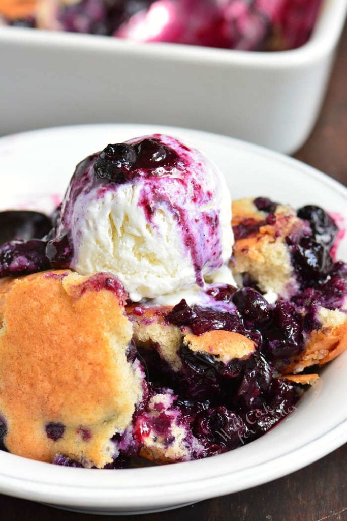 Blueberry Cobbler - Sweet Juicy Blueberry Filling and Soft Cakey Topping