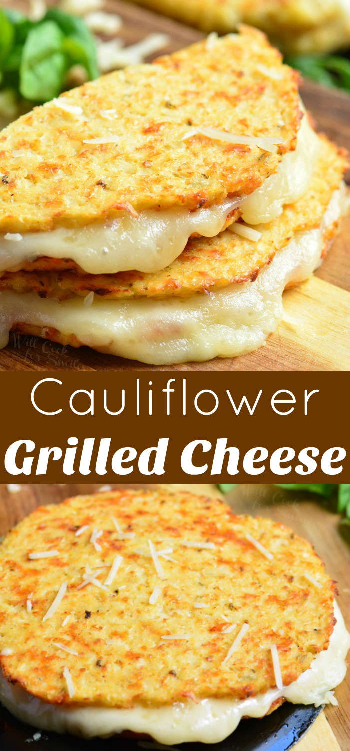 cauliflower grilled cheese collage