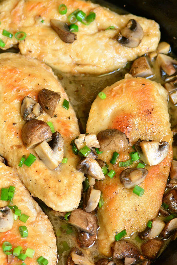 Chicken Marsala in a cast iron skillet 