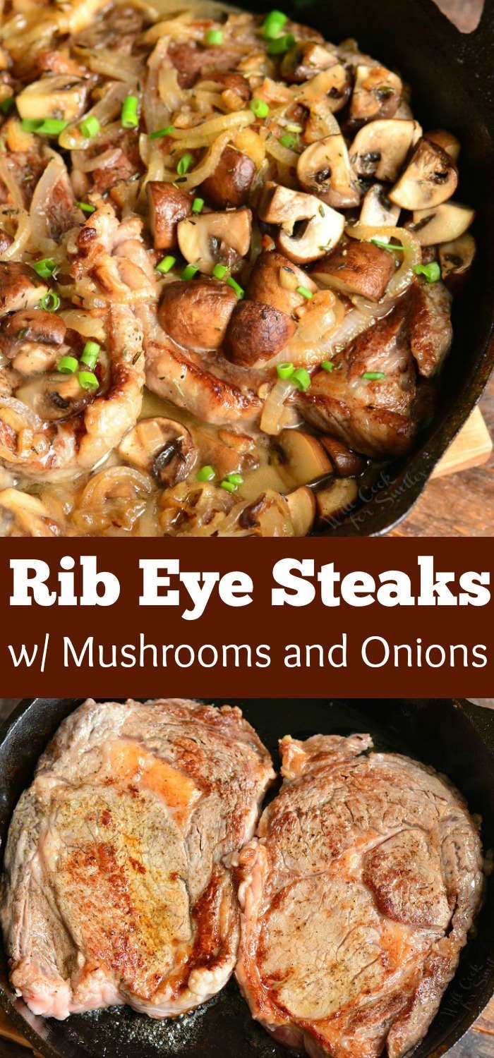 Steak and mushrooms collage