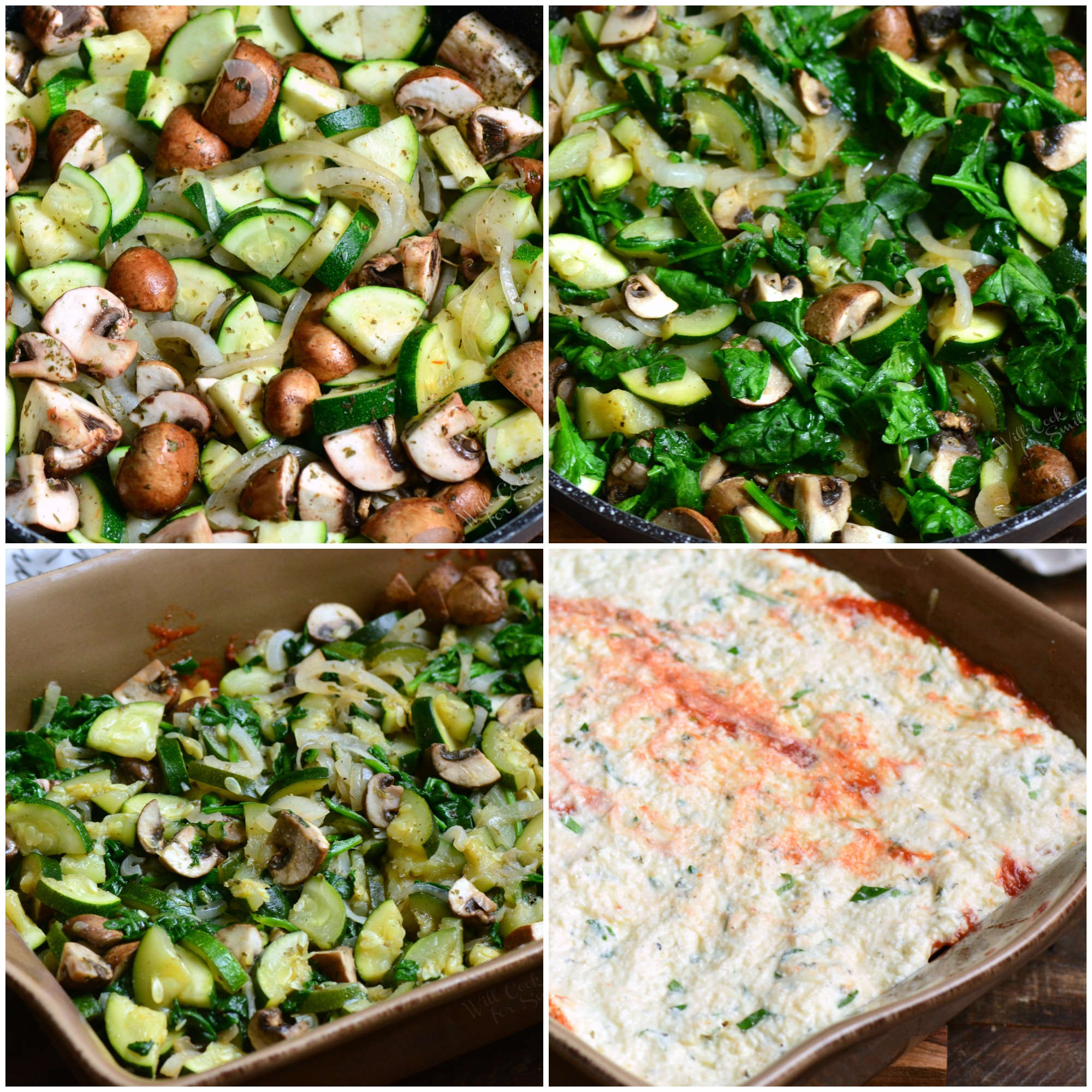 How to make vegetable lasagna collage 
