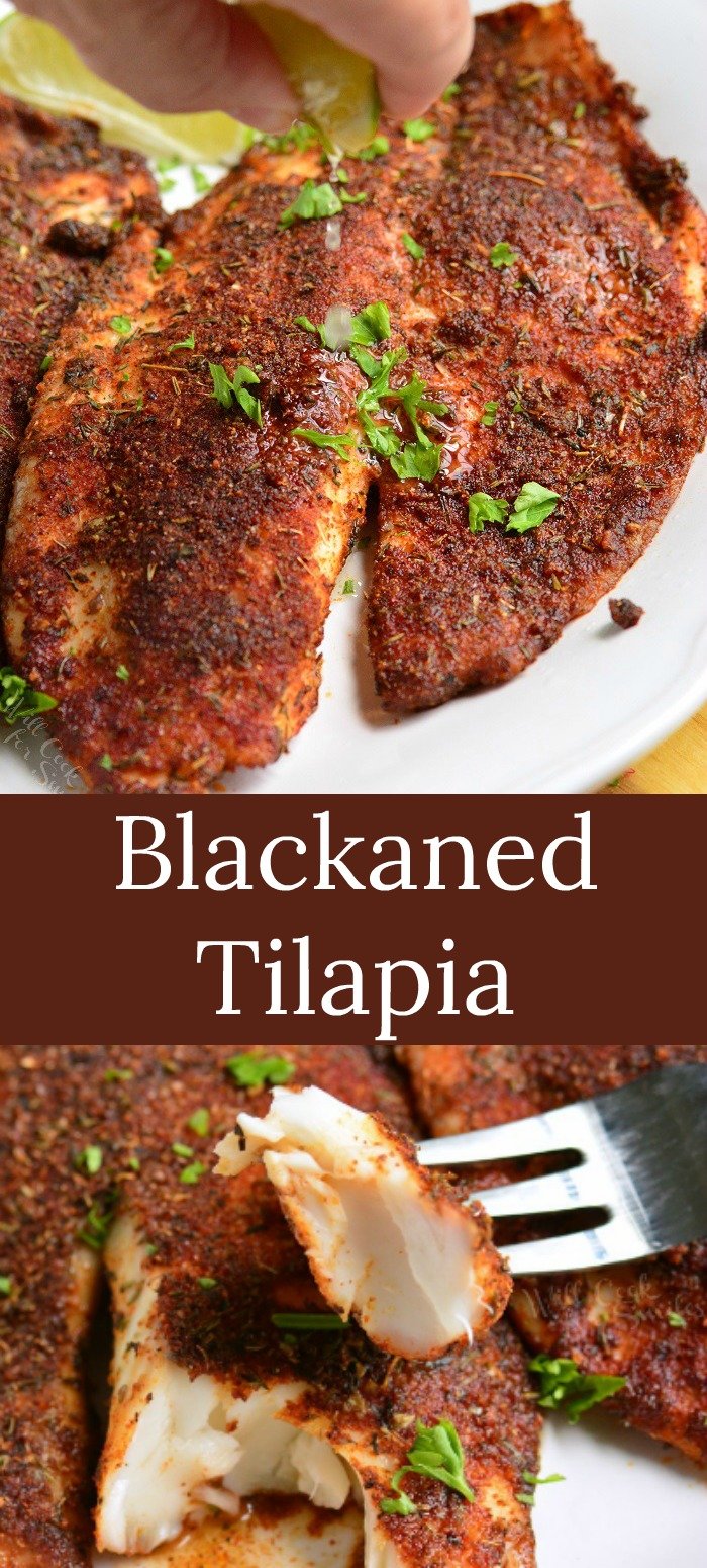 Blackened tilapia collage