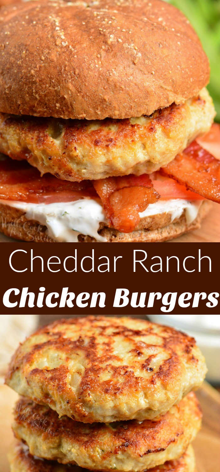 chicken burgers collage