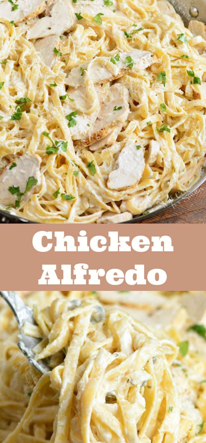 chicken alfredo collage