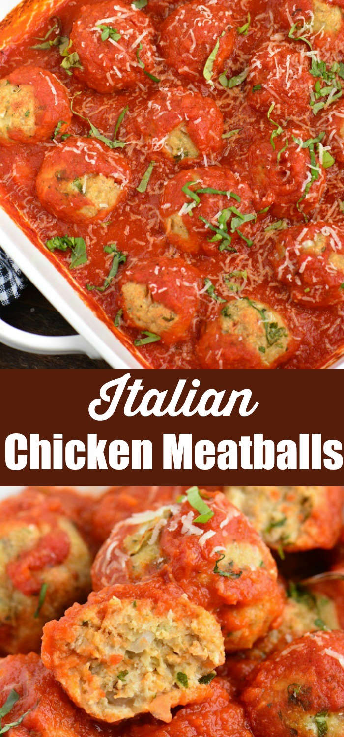 Italian Chicken Meatballs collage