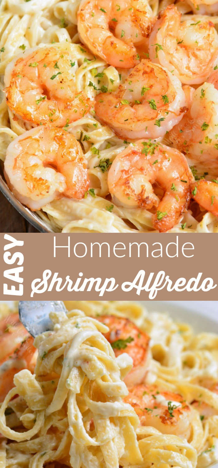 shrimp Alfredo collage