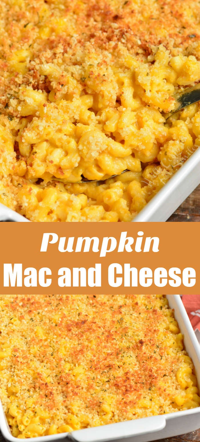 pumpkin mac and cheese collage