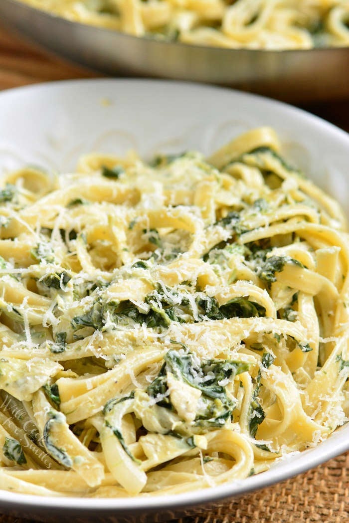 bowl of creamy fettuccine