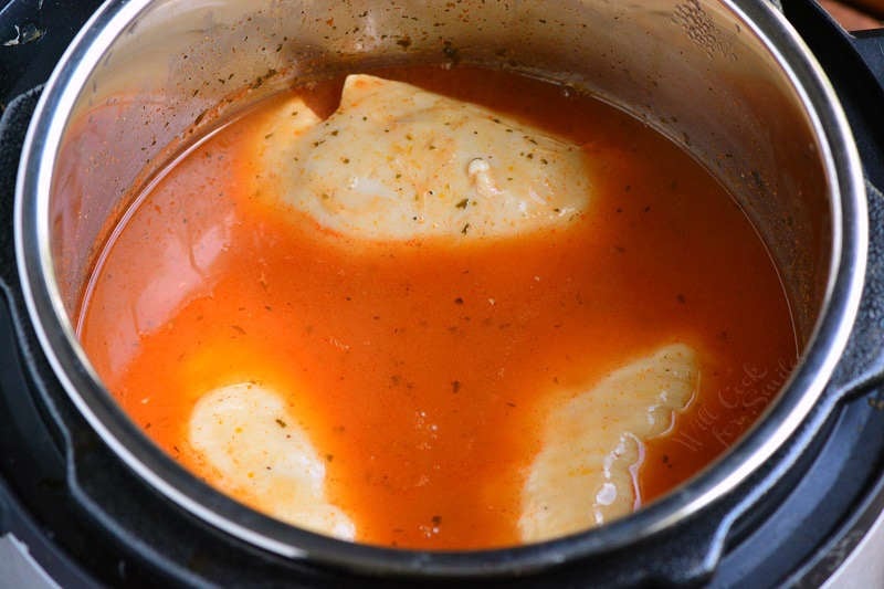 Chicken and sauce cooked in a instant pot