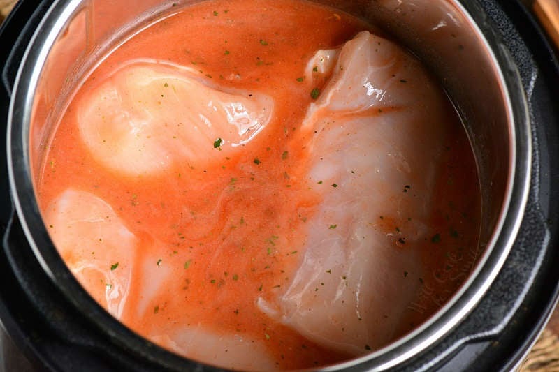 Chicken and sauce in a instant pot