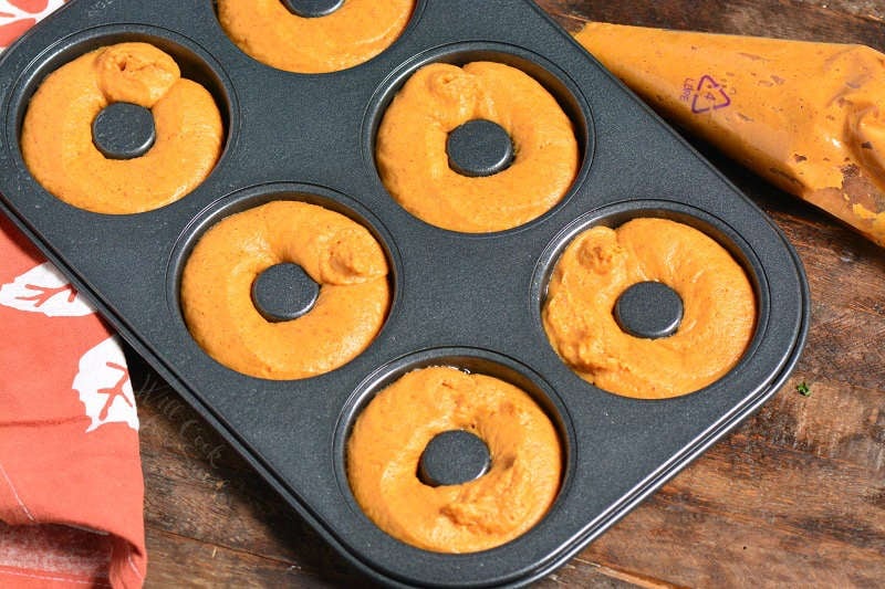 pumpkin donuts in a donut pan 