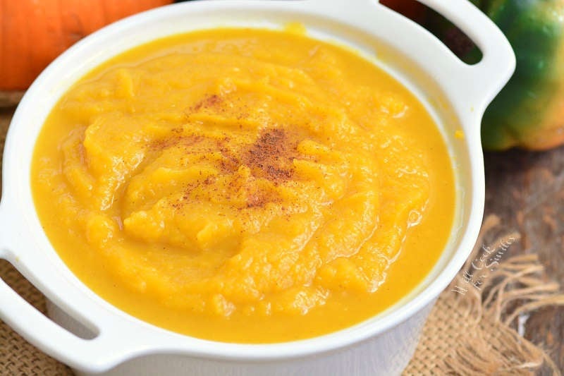 pumpkin puree in a bowl 