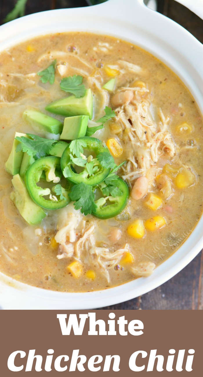 White Chicken Chili in a bowl 
