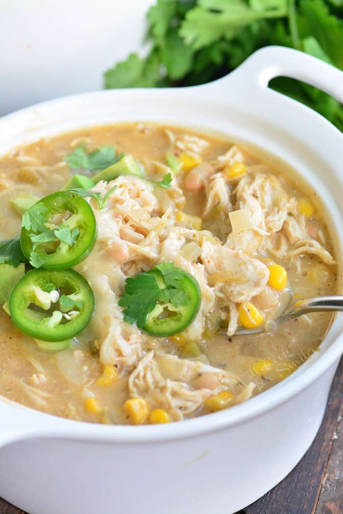 white chicken chili in a bowl