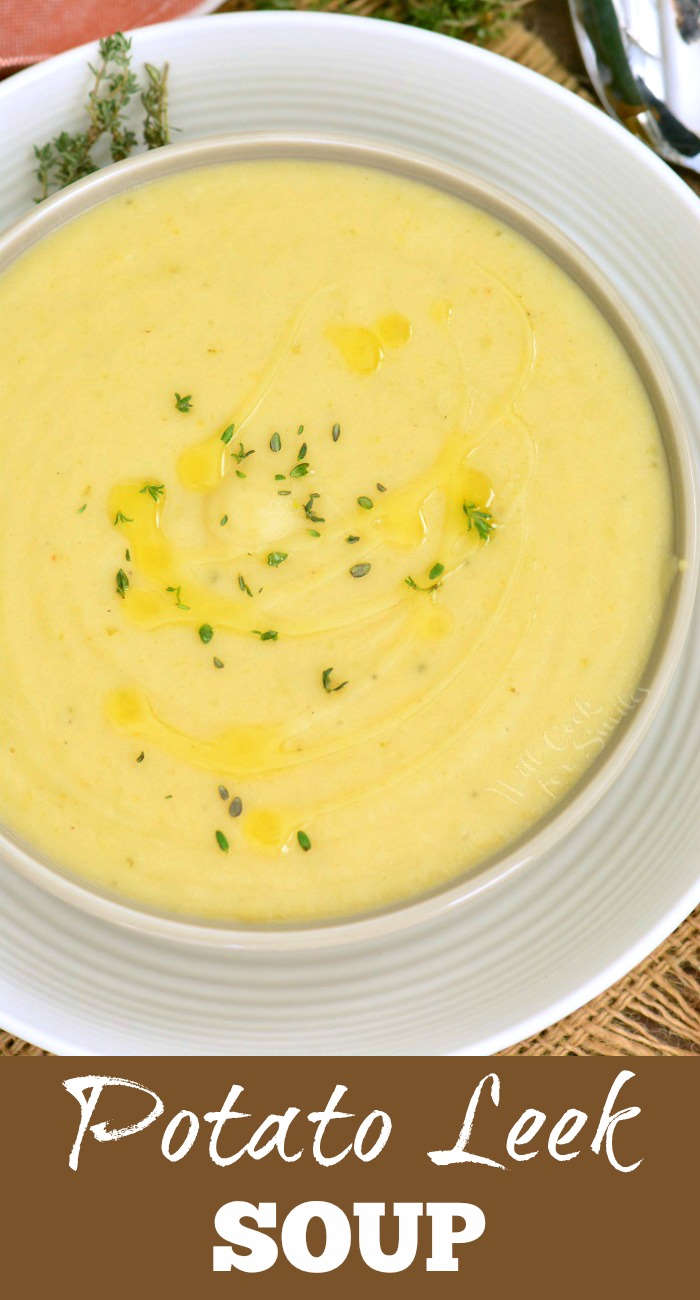 Potato Leek Soup in a bowl 