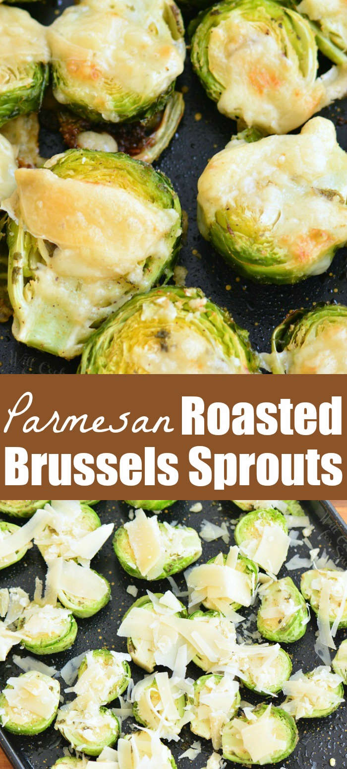 parmesan roasted brussels sprouts collage