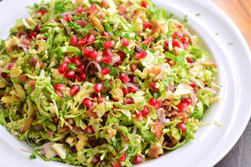 Brussels sprouts salad in a bowl 