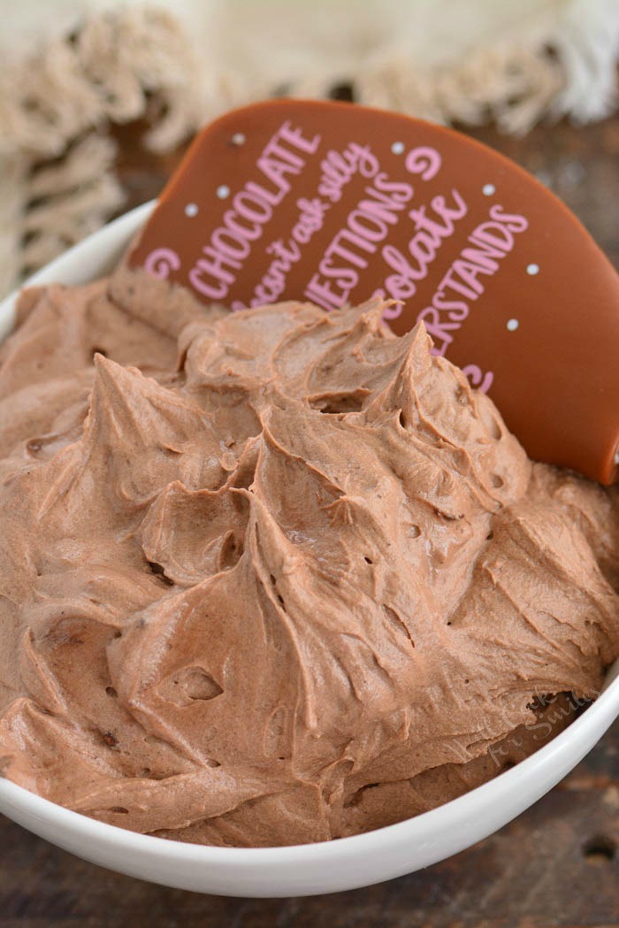chocolate cream cheese frosting in a bowl