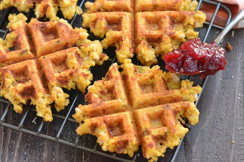 several stuffing waffles in the cooling rack.