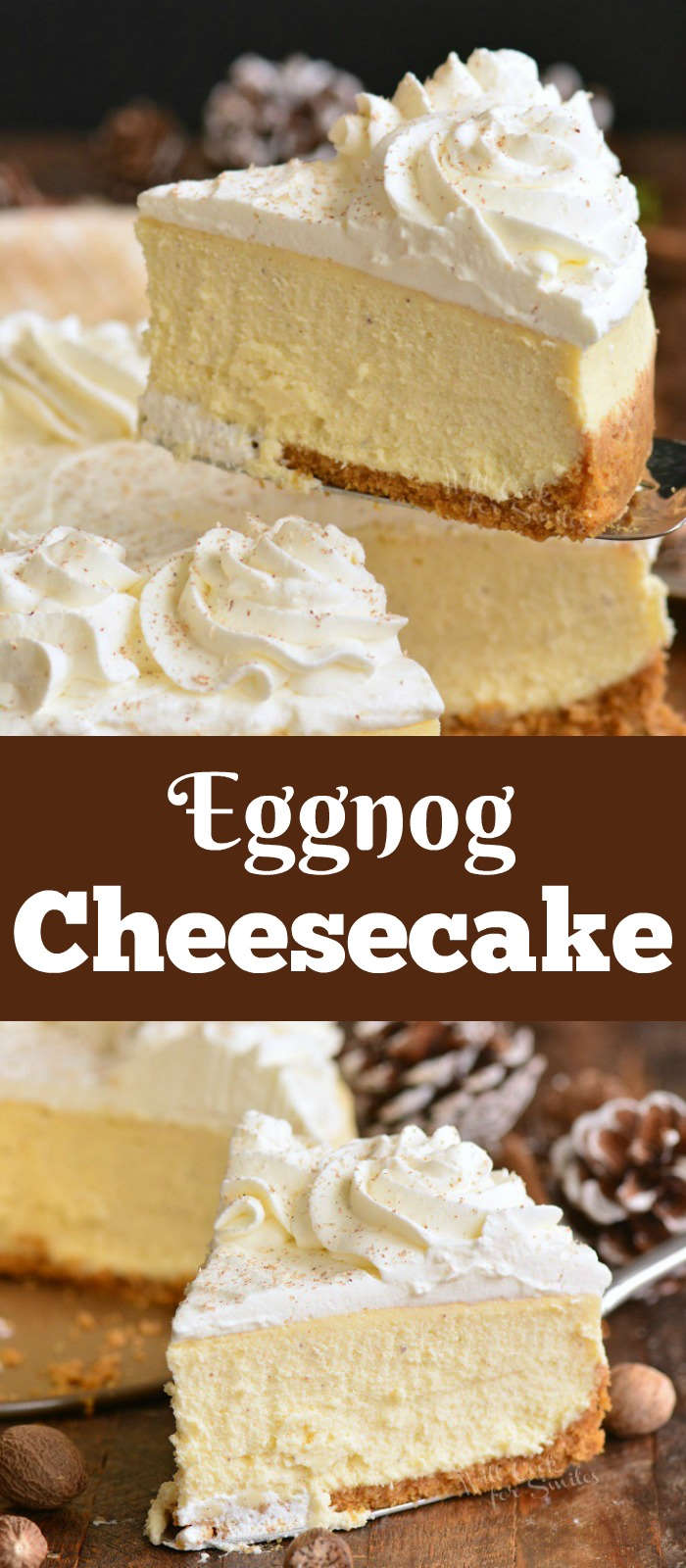 eggnog cheesecake collage