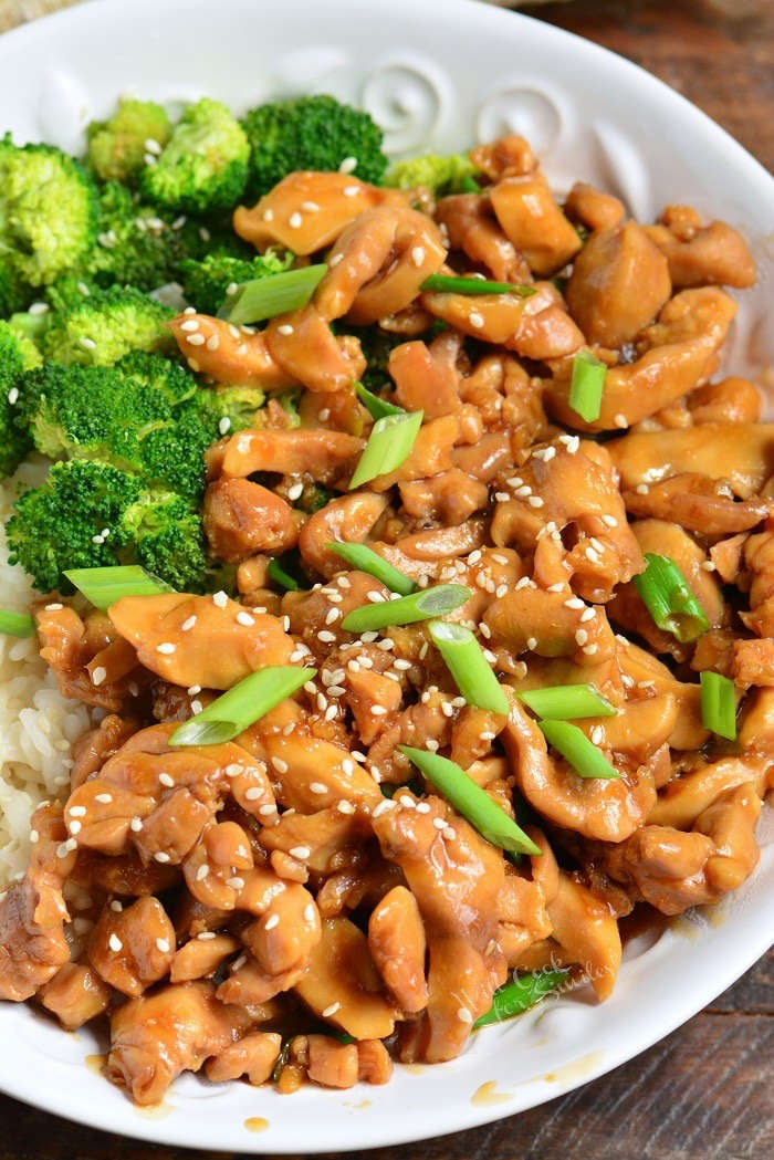 chicken teriyaki with broccoli and rice