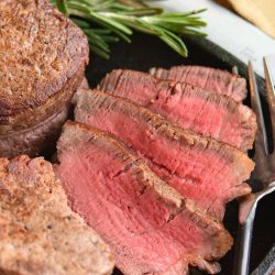 filet mignon cut into slices.