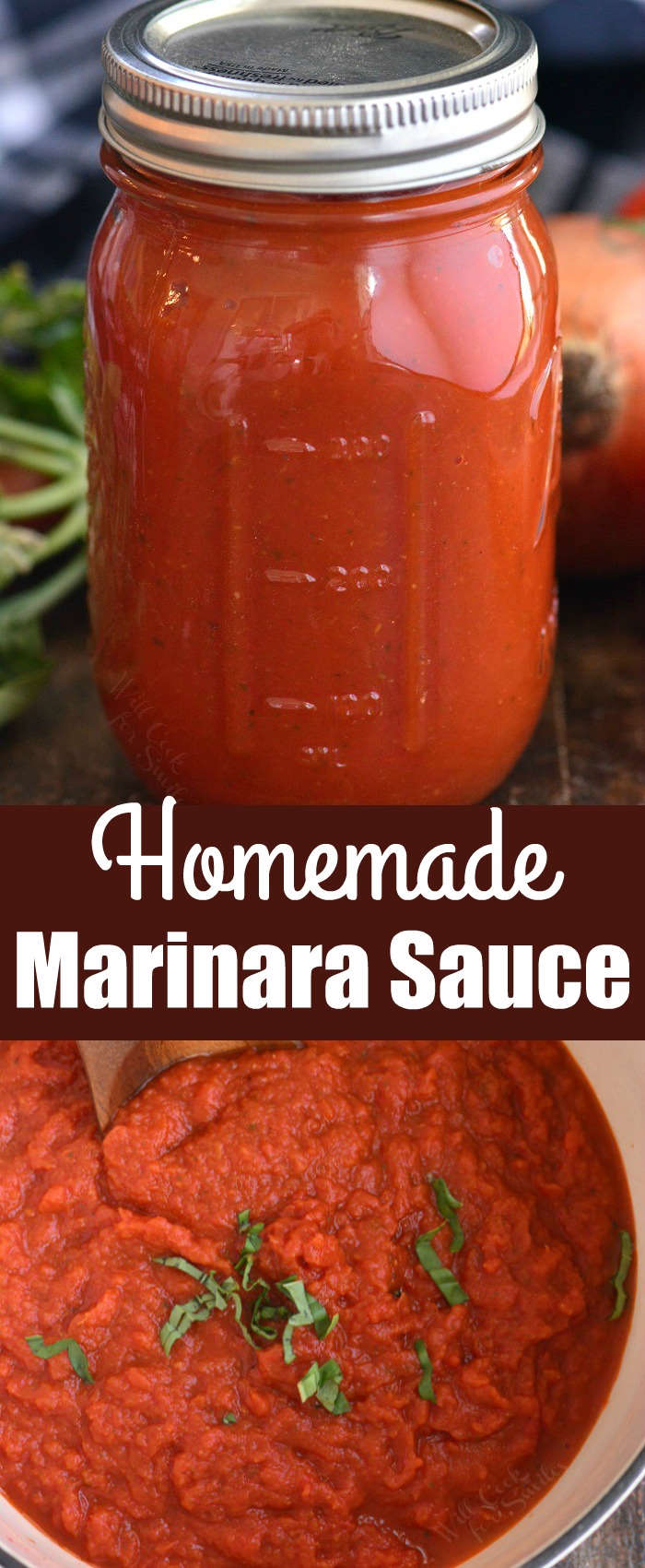 long collage of marinara sauce