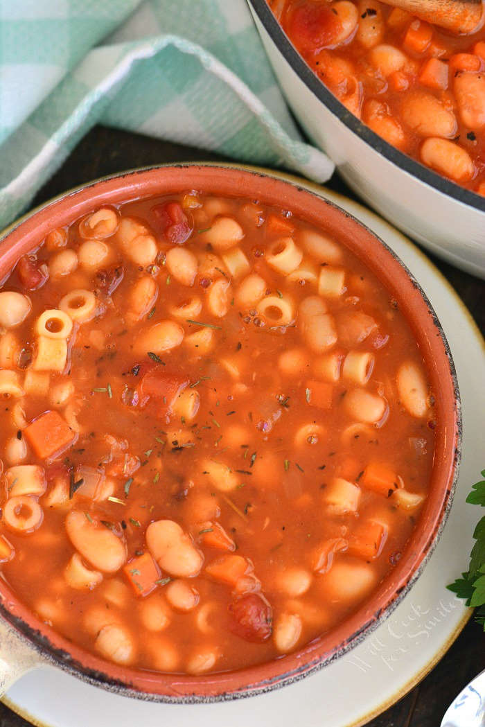 pasta e fagioli soup in a bowl