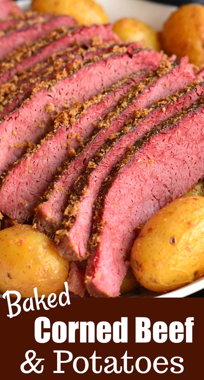 short collage of corned beef in a plate