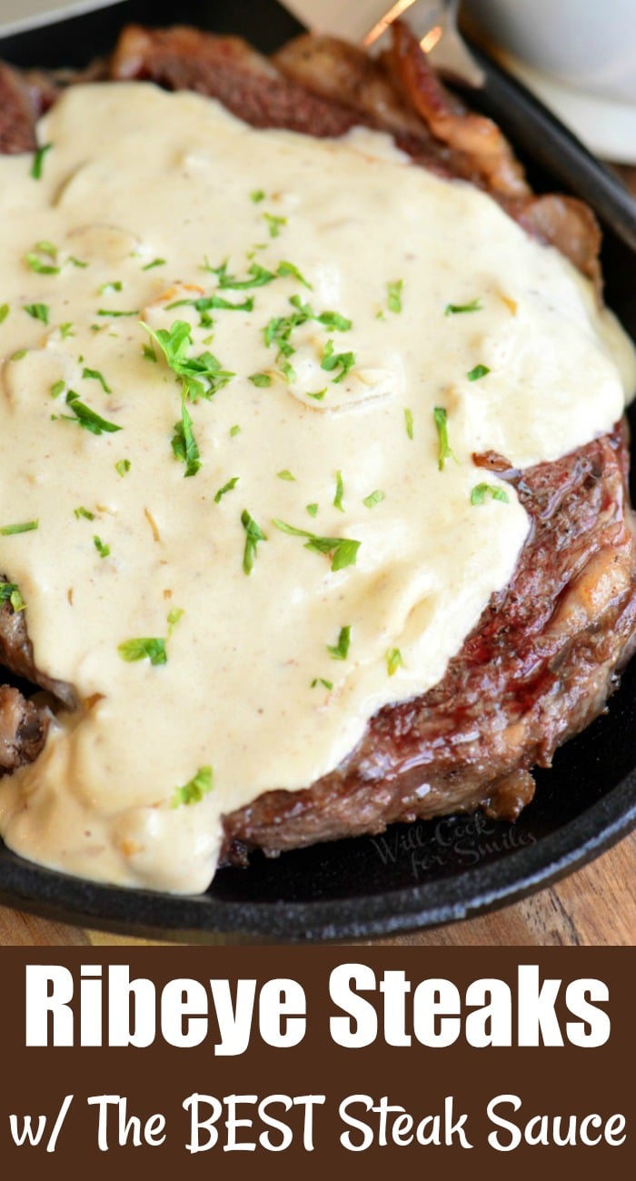 steaks with cream sauce small collage