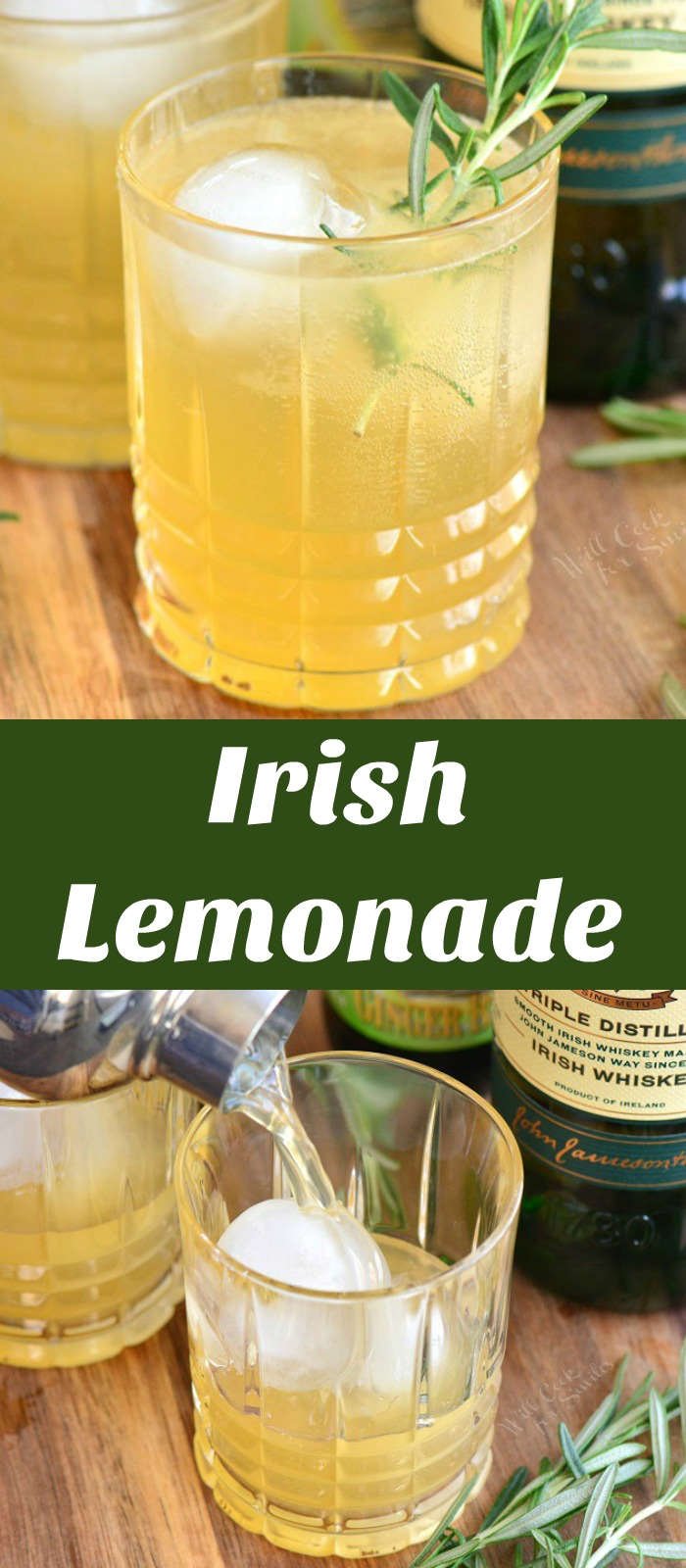 collage of two Irish lemonade cocktail images with title.