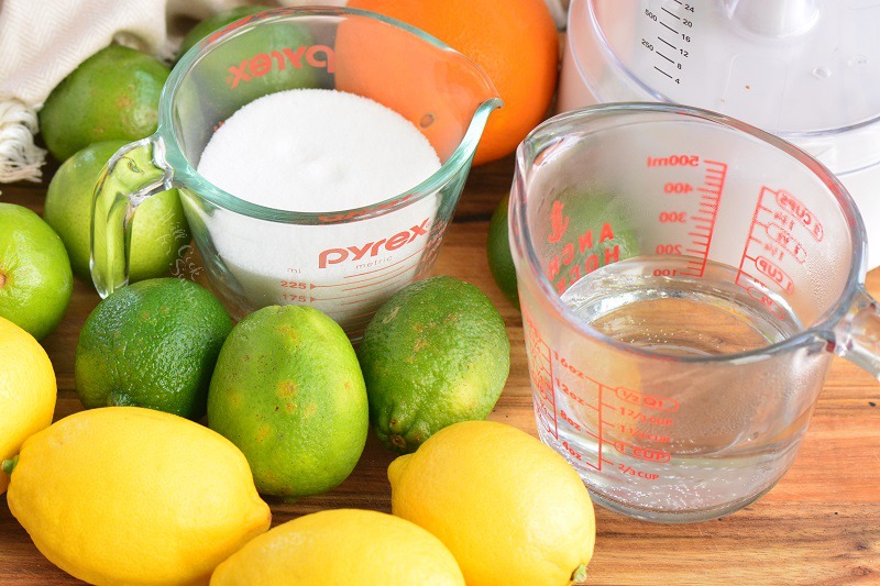 ingredients: limes, lemons, orange, sugar, water