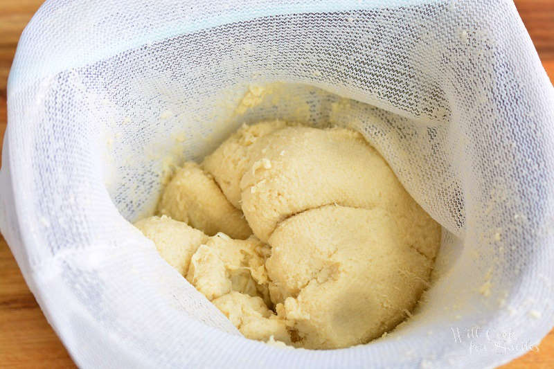 squeezed cauliflower inside a mesh vegetable bag