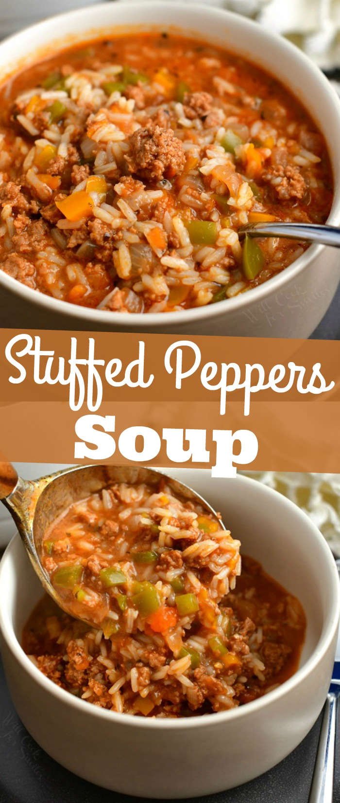titled photo collage of stuffed peppers soup