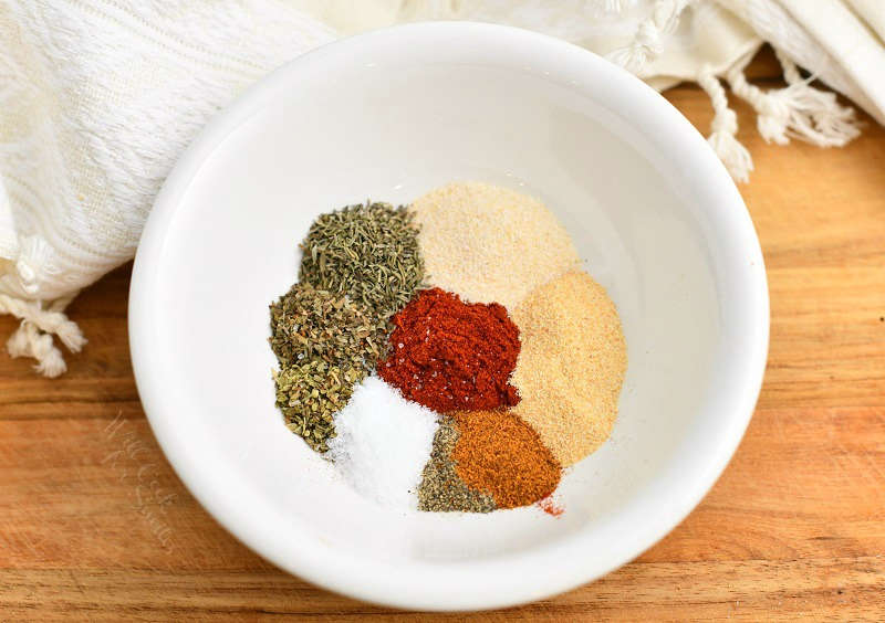 blackening seasoning in a white bowl