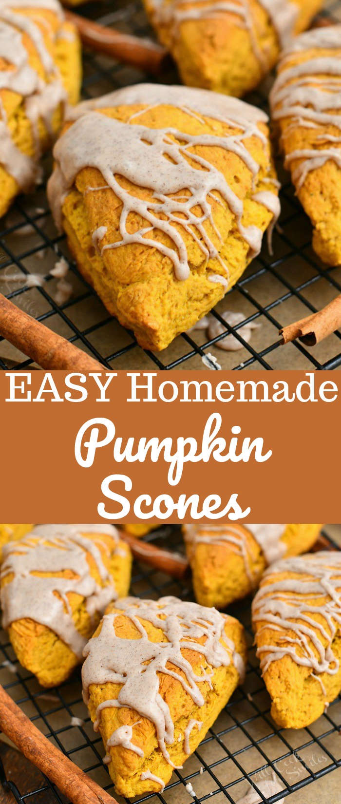 titled photo collage of easy homemade pumpkin scones