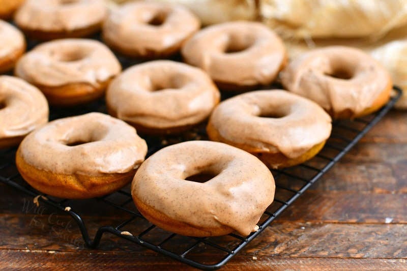 homemade batch of donuts with flavors of Starbucks pumpkin spice latte