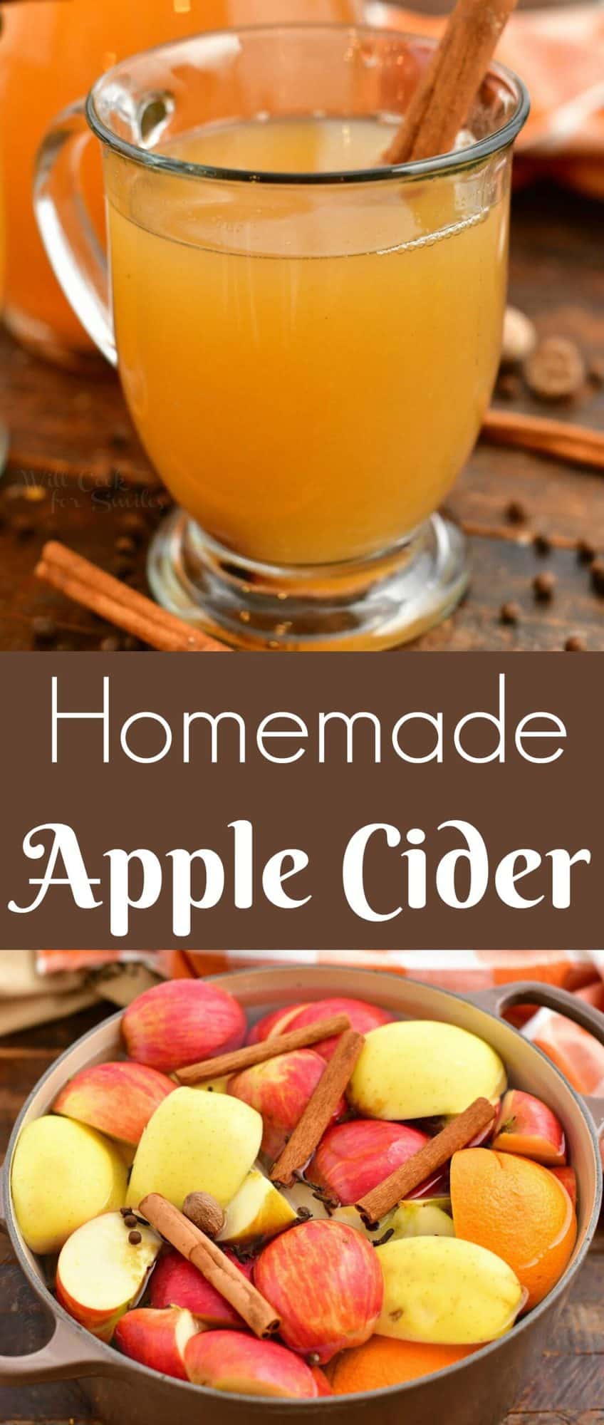 titled photo collage shows how to make apple cider