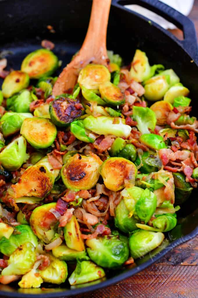 sauteing brussel sprouts in skillet