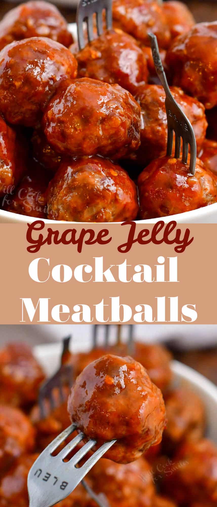 titled Pinterest photo collage: Grape Jelly Cocktail Meatballs