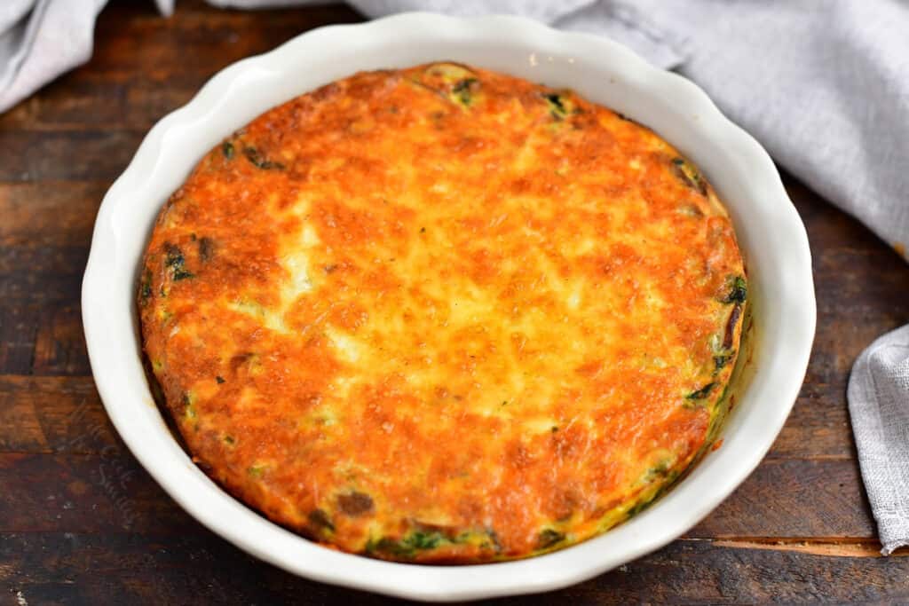 Crustless Quiche - Loaded With Bacon Spinach and Mushrooms