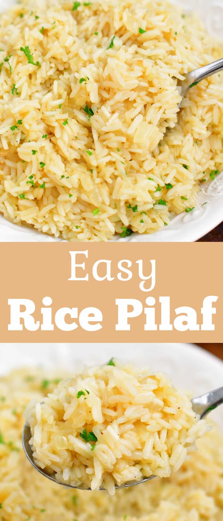 titled Pinterest photo collage: Easy Rice Pilaf