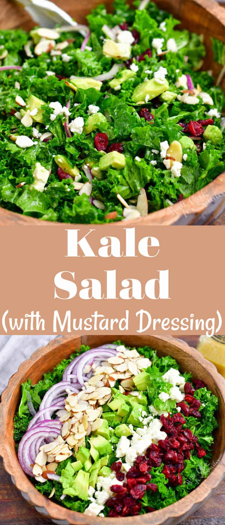 titled Pinterest photo (and shown): Kale Salad with Mustard Dressing