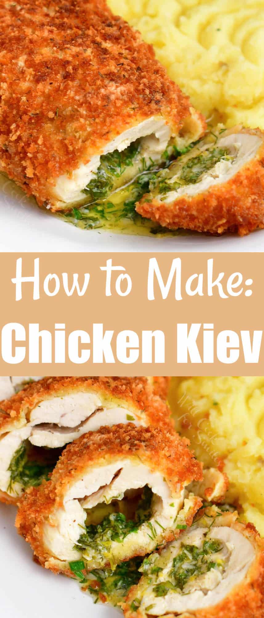 titled photo collage for Pinterest: How to Make Chicken Kiev